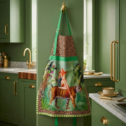 Jungle Walk Green Apron | Tiger Print Kitchen Apron