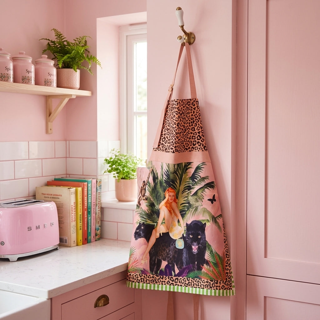 Jungle Walk Pink Apron | Animal Print Statement Apron