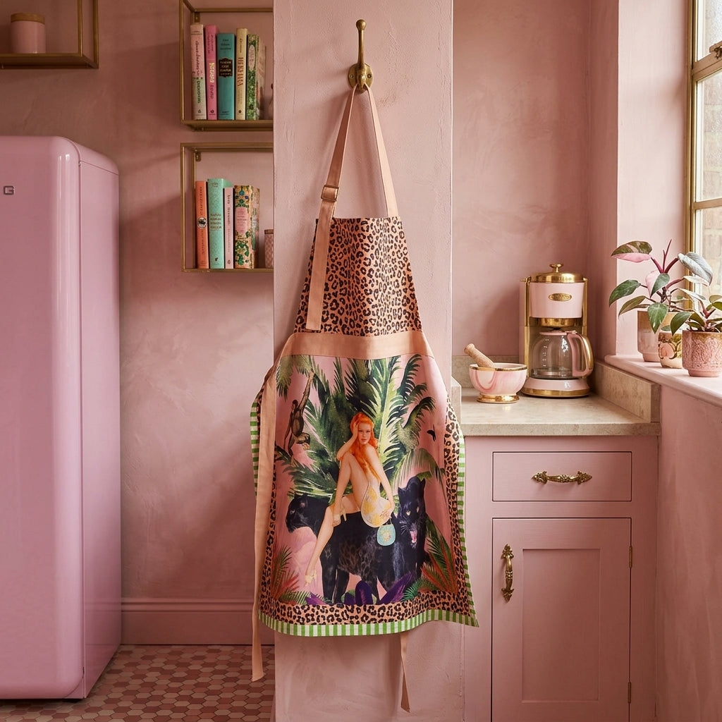 Jungle Walk Pink Apron | Animal Print Statement Apron