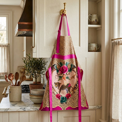 Tiger Rose Apron - Bold Leopard Print Apron | Queen K