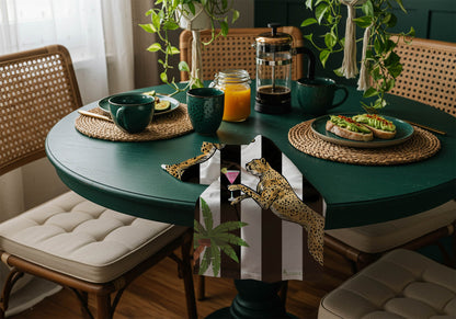 Cocktail Cheetah Black & White Striped 100% Linen Tea Towel