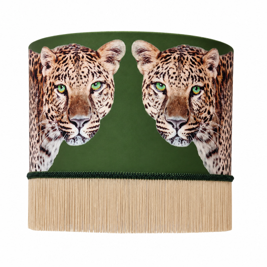 Leopard Lounge Olive Fringed Lampshade