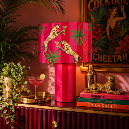 Cocktail Cheetah Red & Pink Striped Table Lamp