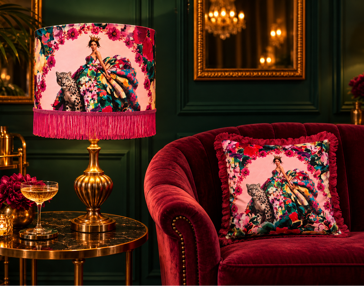 Her Wild Majesty Fringed Lampshade