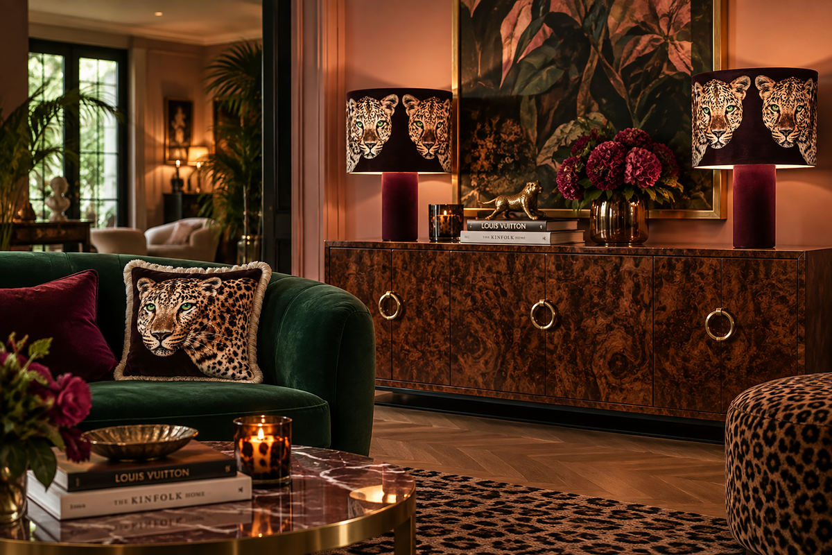 Leopard Lounge Table Lamp Chocolate