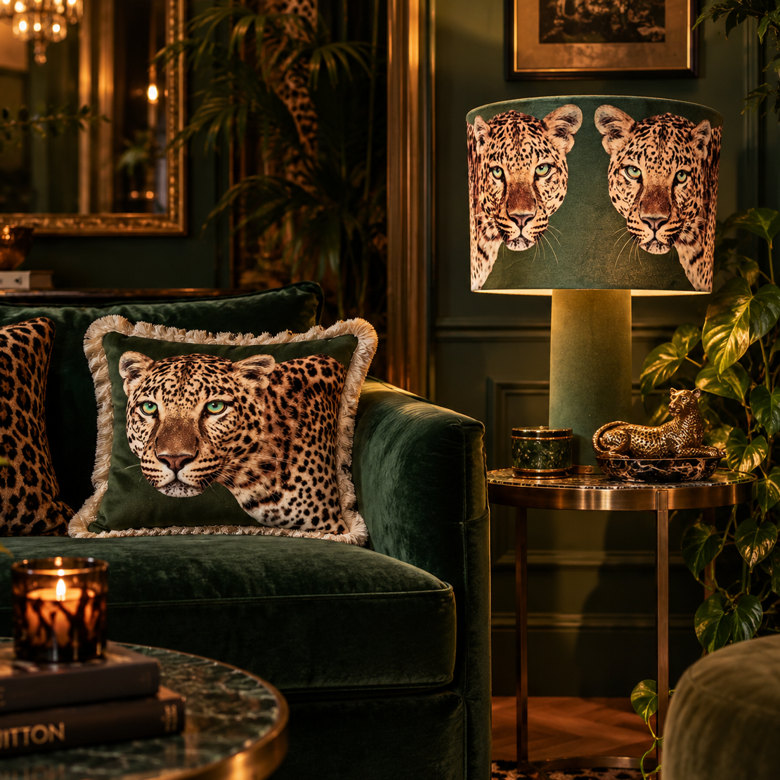 Leopard Lounge Table Lamp Olive