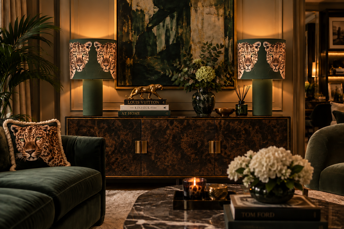 Leopard Lounge Table Lamp Olive