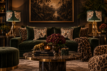 Leopard Lounge Fringed Cushion Olive