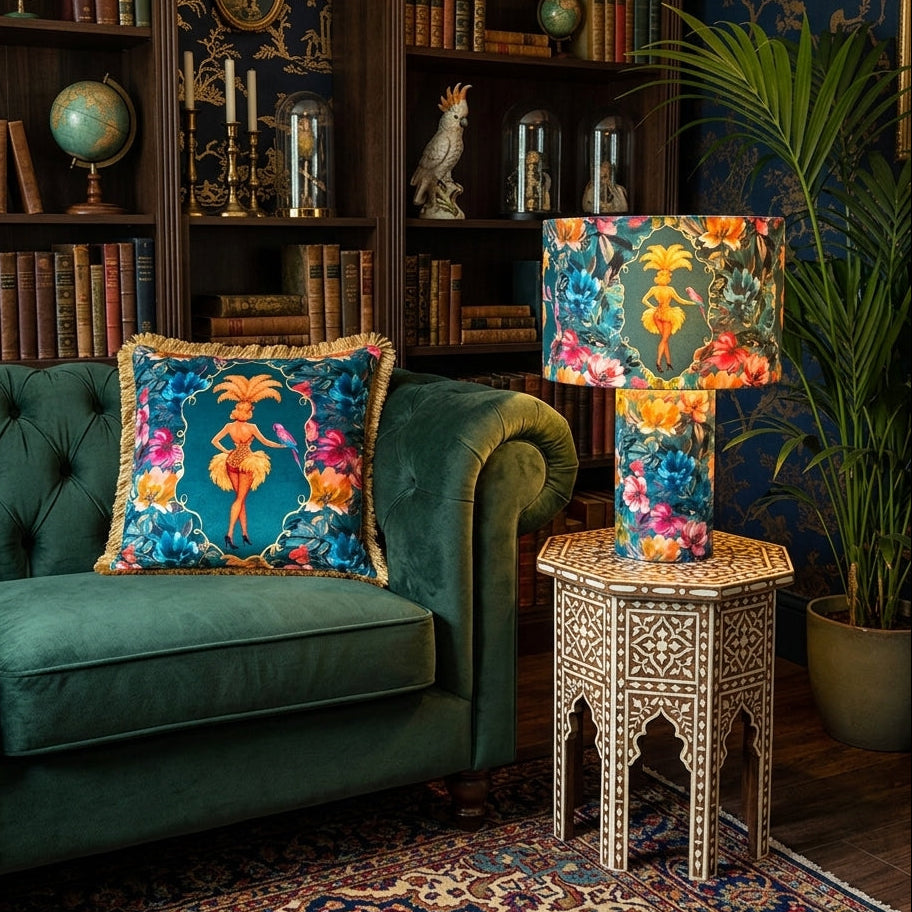 Lulu LaRue Floral Table Lamp Teal