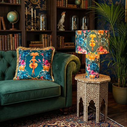 Lulu LaRue Floral Table Lamp Teal