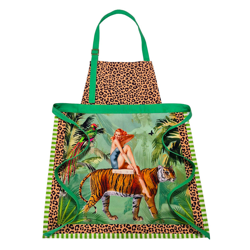 Jungle Walk Green Apron | Tiger Print Kitchen Apron