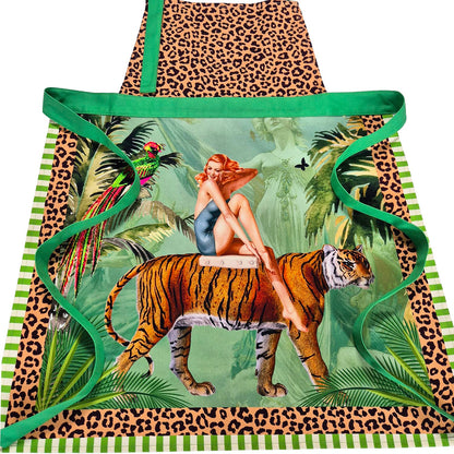 Jungle Walk Green Apron | Tiger Print Kitchen Apron
