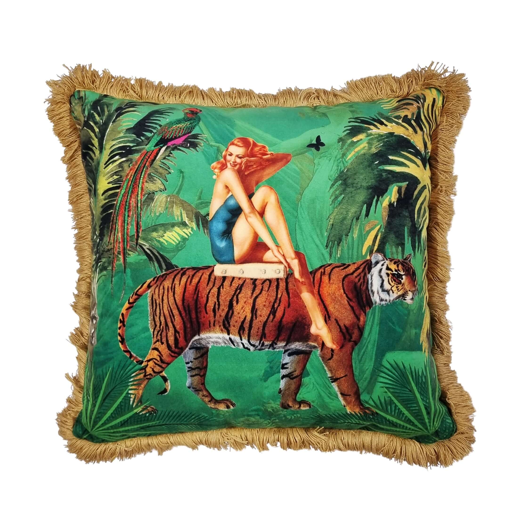 Velvet fashion jungle cushion