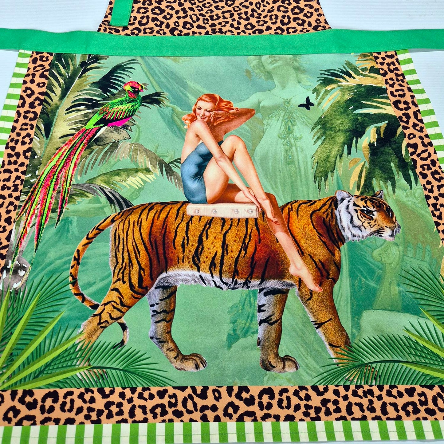 Jungle Walk Green Apron | Tiger Print Kitchen Apron