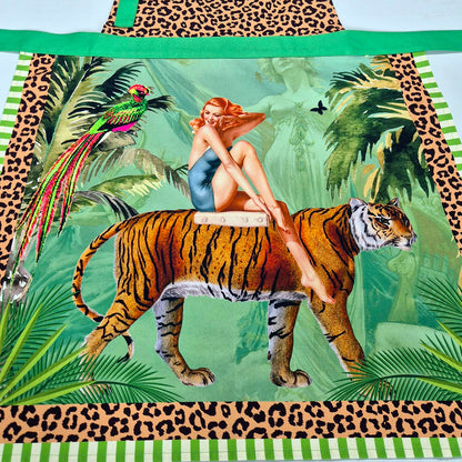 Jungle Walk Green Apron | Tiger Print Kitchen Apron