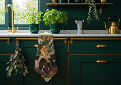 Jungle Walk Pink Wild Glamour 100% Linen Tea Towel