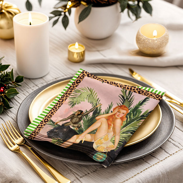 Jungle Walk Pink Napkin 4Pc Set