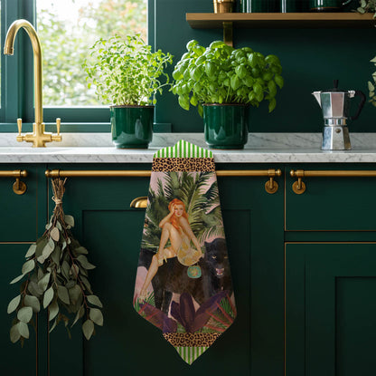 Jungle Walk Pink Wild Glamour 100% Linen Tea Towel