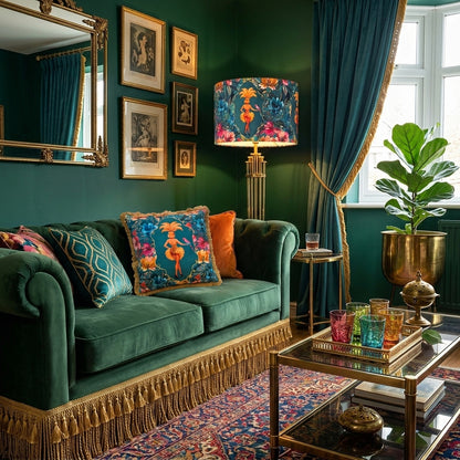 Lulu LaRue Floral Fringed Cushion Teal