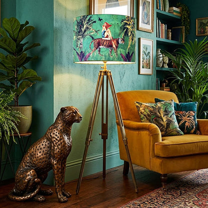 Queen K Jungle Walk Drum Lampshade Green