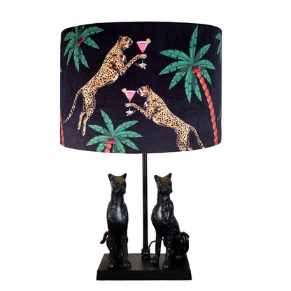 Cocktail Cheetah Drum Lampshade Black