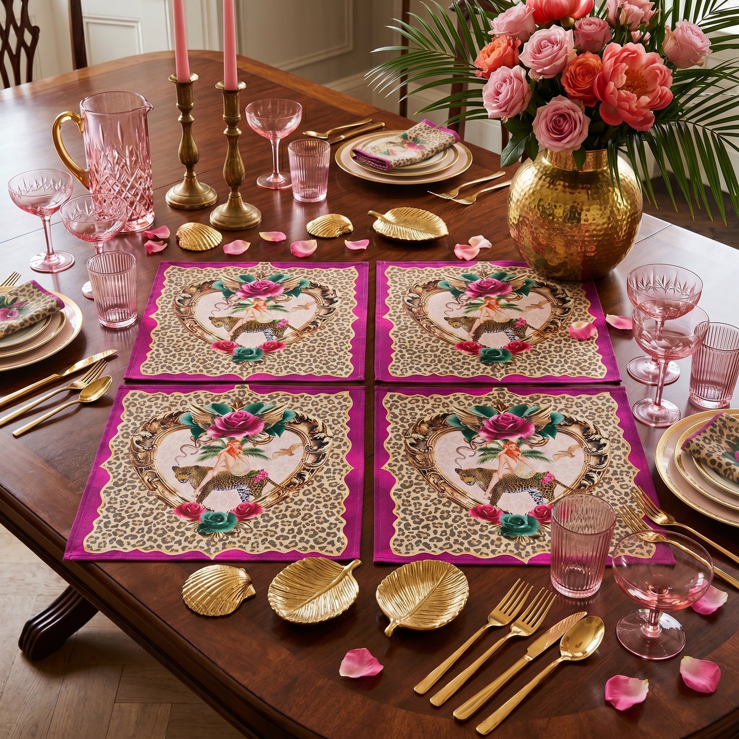 Tiger Rose Napkin 4Pc Set