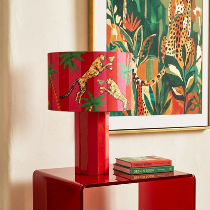 Cocktail Cheetah Red & Pink Striped Table Lamp
