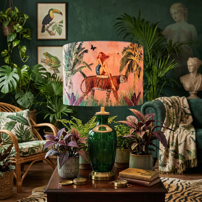 Queen K Jungle Walk Drum Lampshade Pink