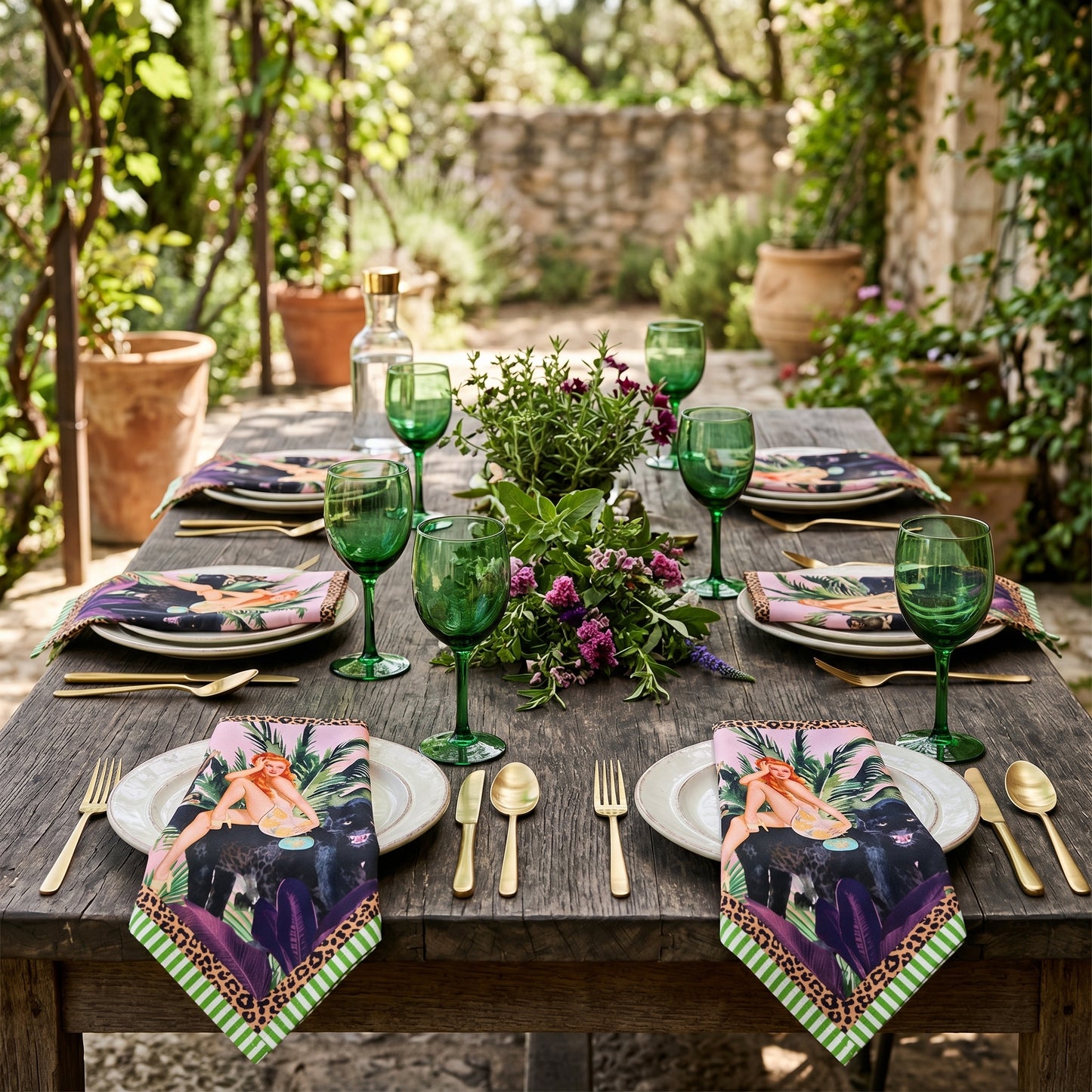 Jungle Walk Pink Napkin 4Pc Set
