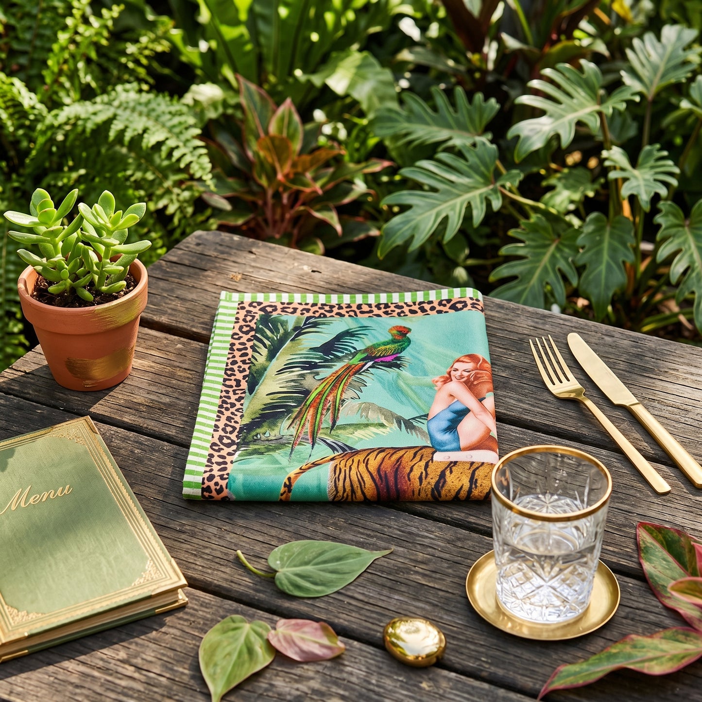 Jungle Walk Green Napkin 4Pc Set