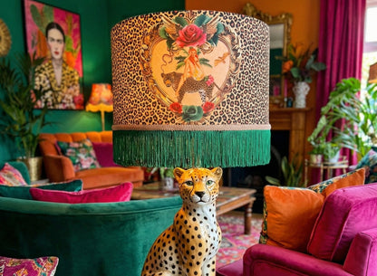 Tiger Rose Fringed Lampshade