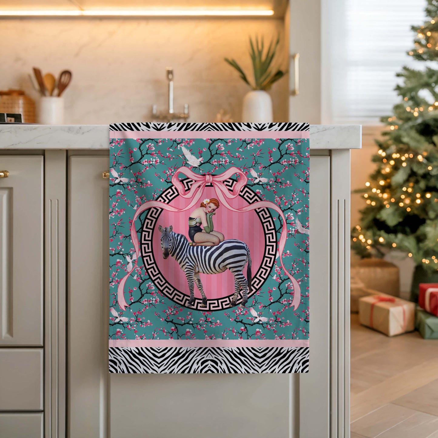 Gigi Cherry Blossom Linen Tea Towel