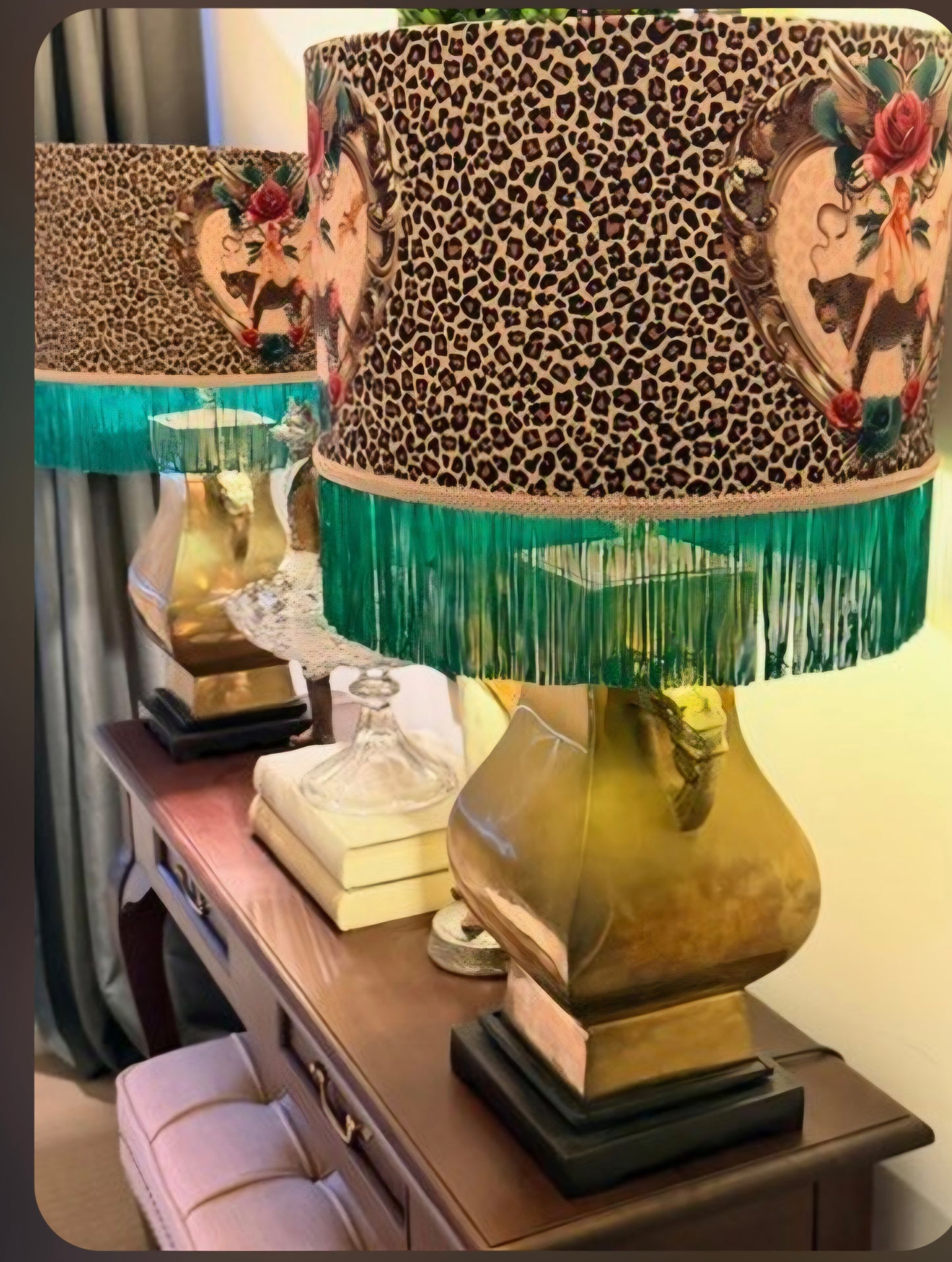 Tiger Rose Fringed Lampshade