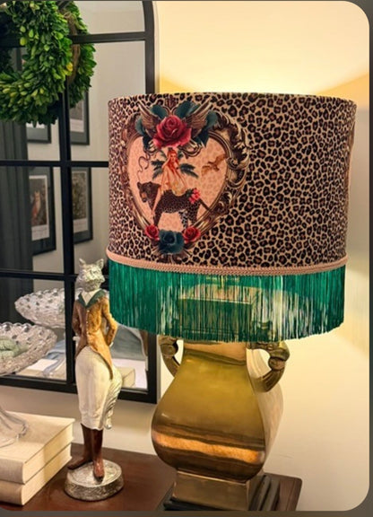 Tiger Rose Fringed Lampshade