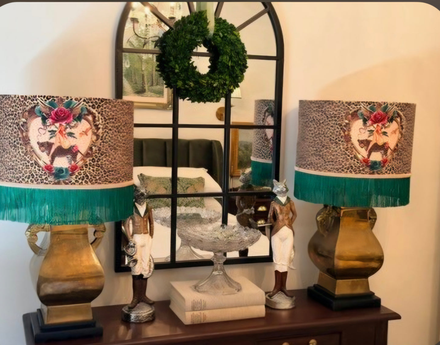 Tiger Rose Fringed Lampshade