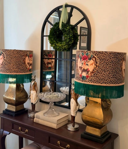 Tiger Rose Fringed Lampshade
