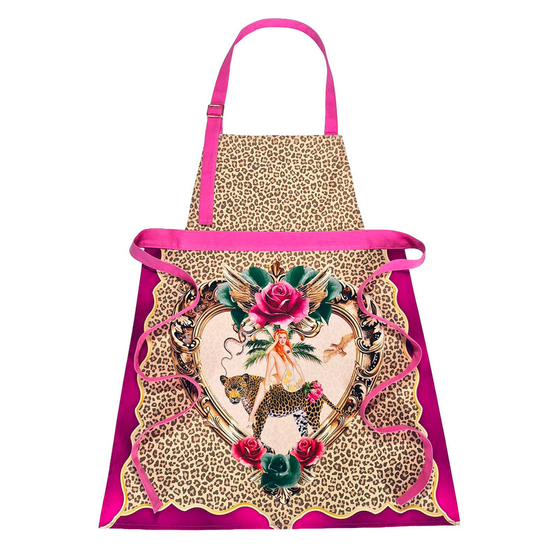 Tiger Rose Apron - Bold Leopard Print Apron | Queen K