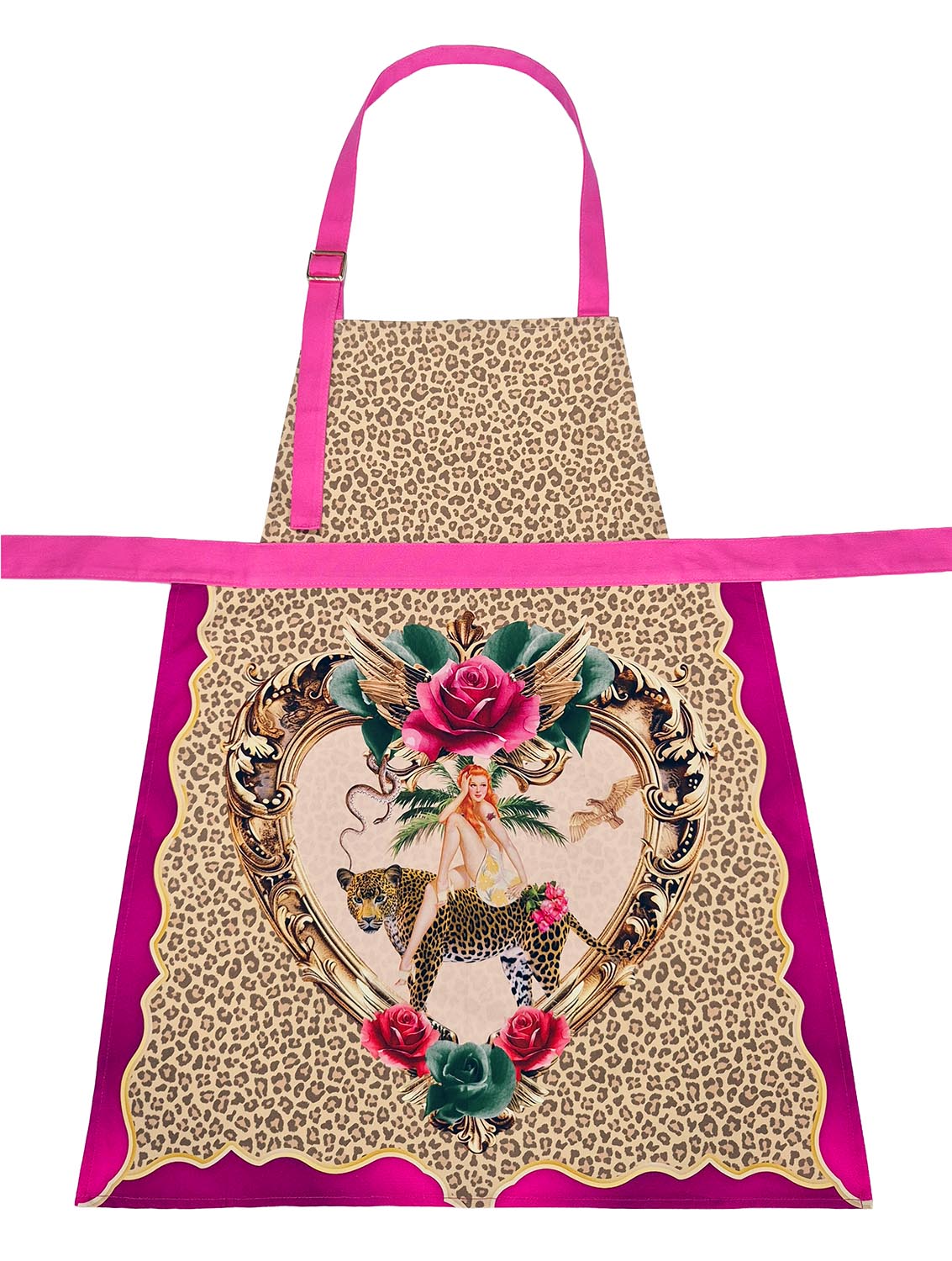 Tiger Rose Apron - Bold Leopard Print Apron | Queen K
