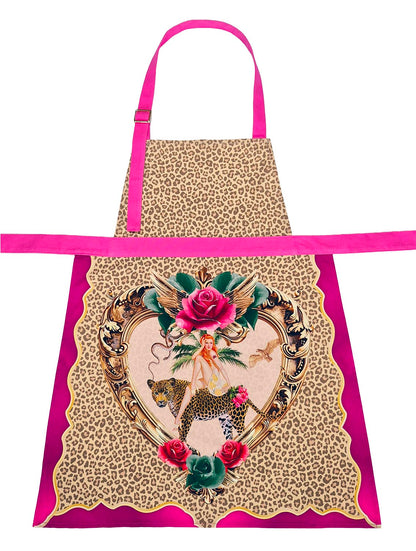 Tiger Rose Apron - Bold Leopard Print Apron | Queen K