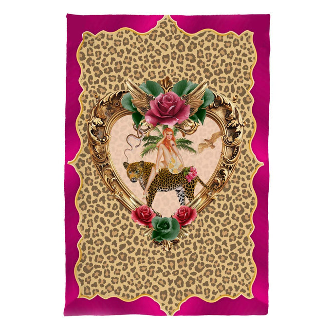 Tiger Rose Leopard Linen Tea Towel