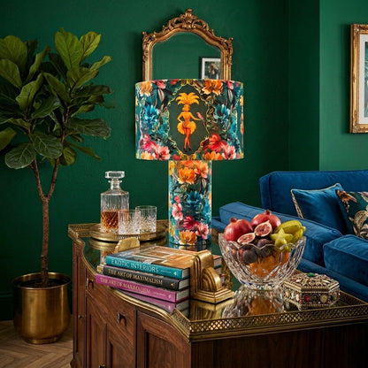 Lulu LaRue Floral Table Lamp Teal