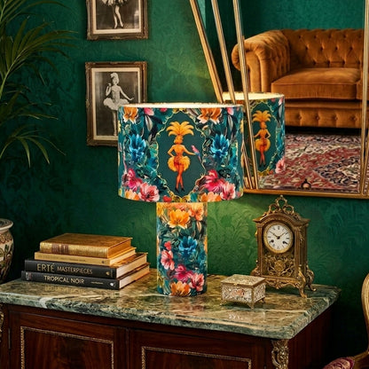 Lulu LaRue Floral Table Lamp Teal