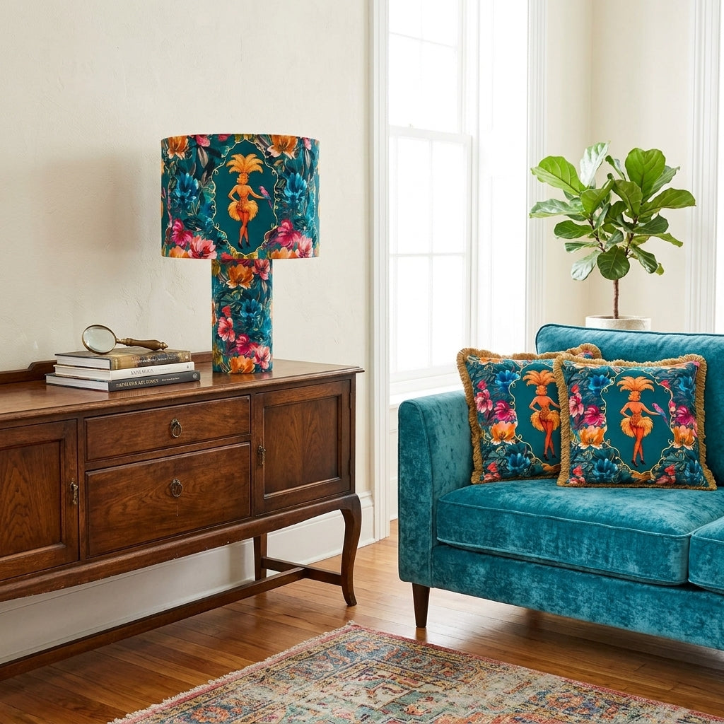 Lulu LaRue Floral Table Lamp Teal