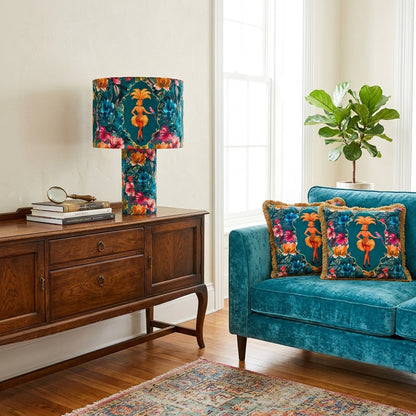 Lulu LaRue Floral Table Lamp Teal