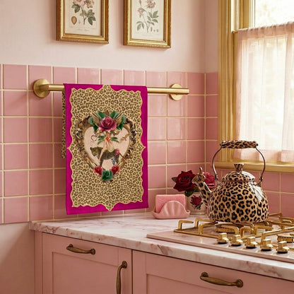 Tiger Rose Leopard Linen Tea Towel