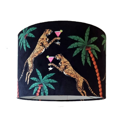 Cocktail Cheetah Drum Lampshade Black