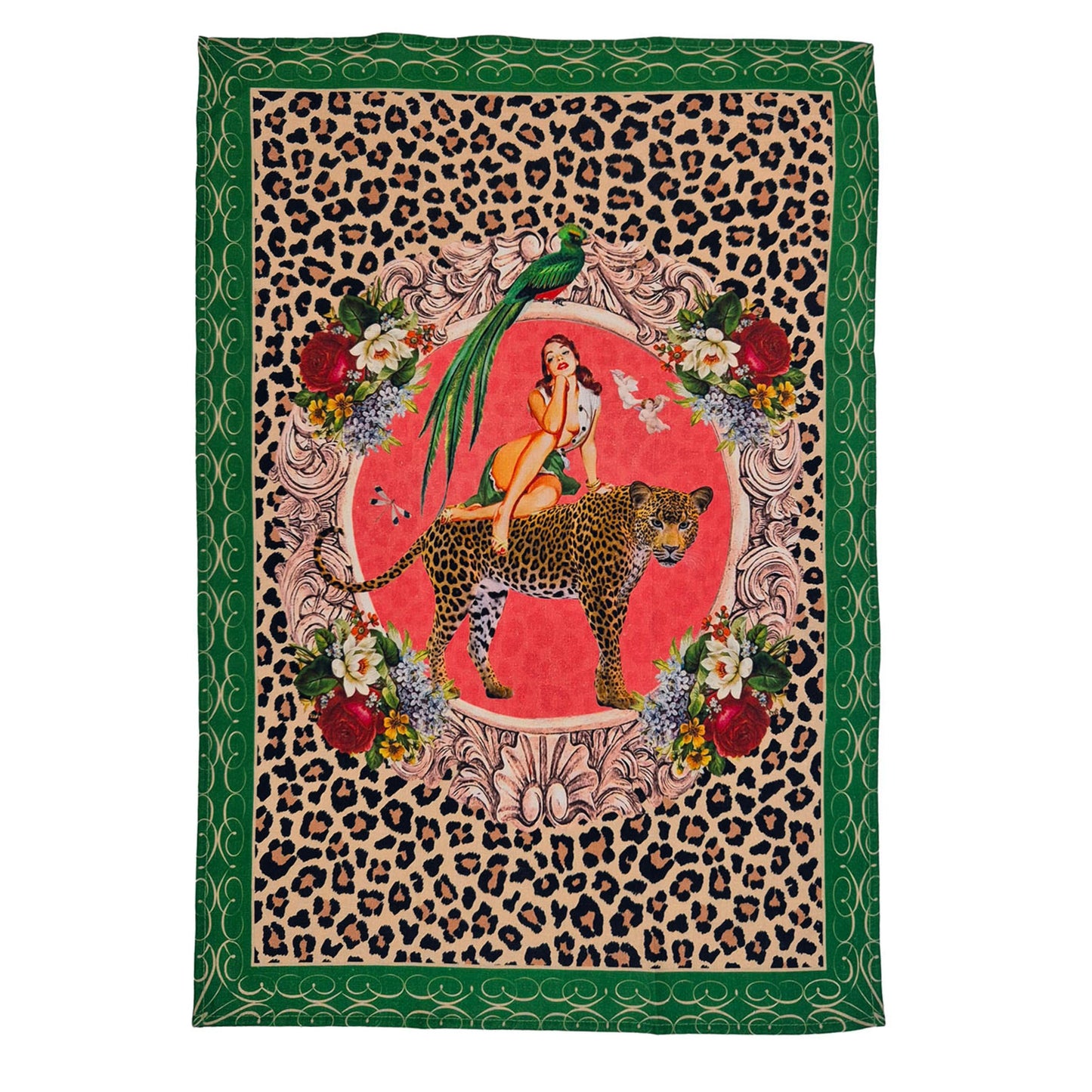 Alice Retro Glamour 100% Linen Tea Towel