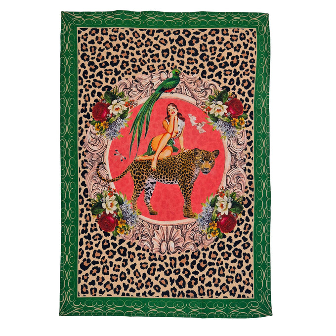 Alice Retro Glamour 100% Linen Tea Towel