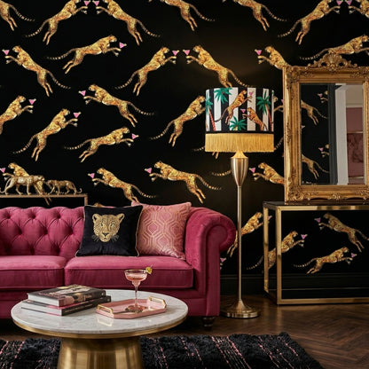 Cocktail Cheetah Black Wallpaper