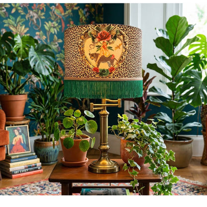 Tiger Rose Fringed Lampshade